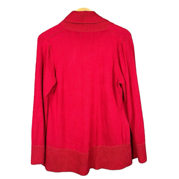 Dress Barn Open Cardigan Sweater Women Size XL Petite Red Drape Casual - Picture 8 of 9